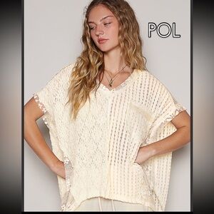 POL Women's Cream Lace Top